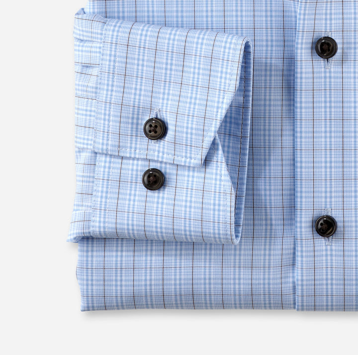 Olymp shirt Luxor modern fit ruit-100% Katoen-HEREN SHIRTS-Blauw