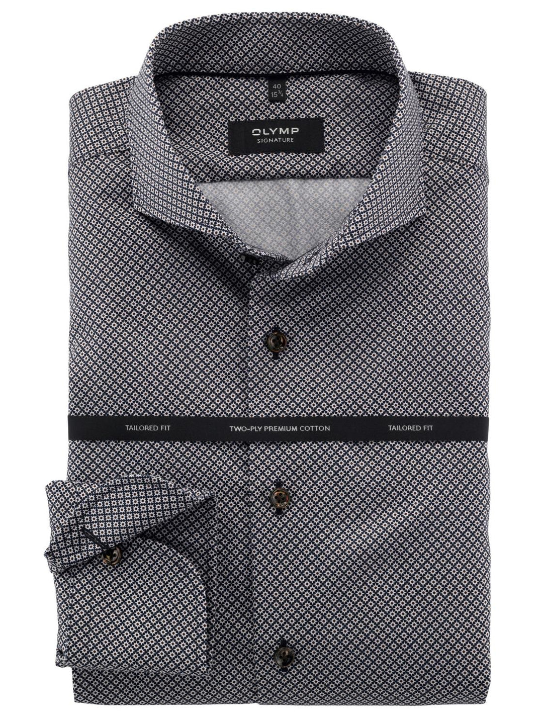OLYMP Signature tailored fit-100% katoen-HEREN SHIRTS-Blauw