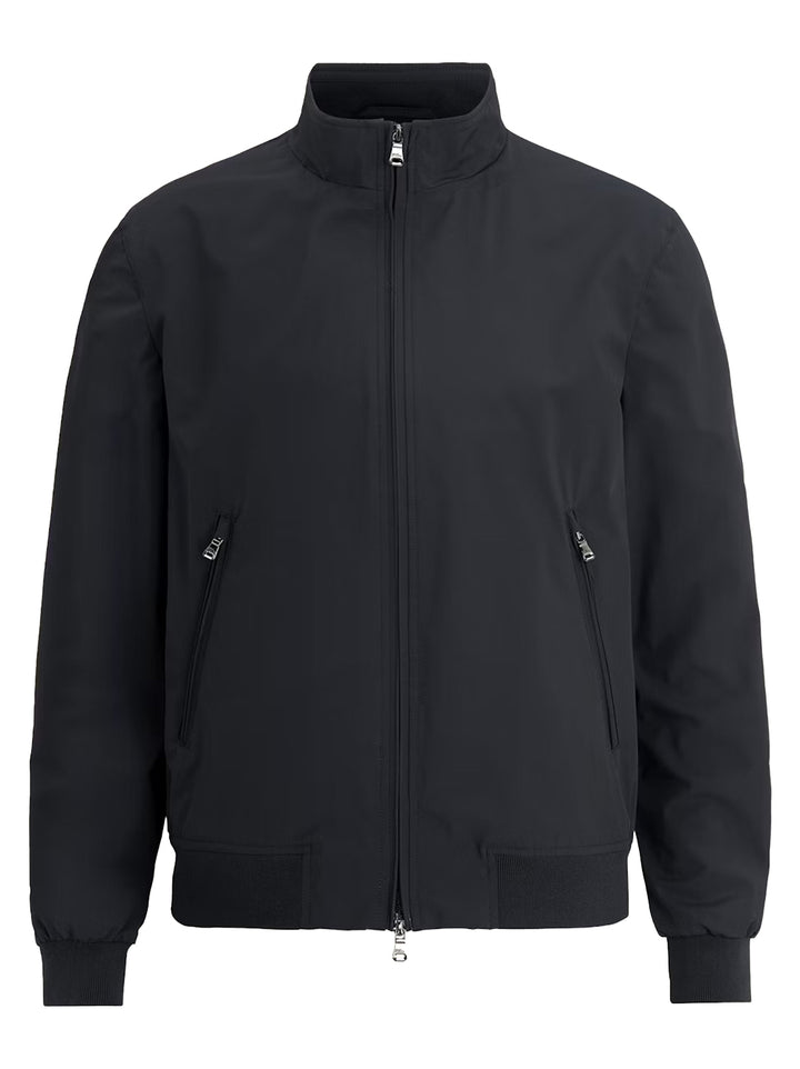 Oscar Jacobson bomber nylon shell jack-Nylon 88%, Elastane 12%<br />-HEREN JASSEN & JACKS-Blauw
