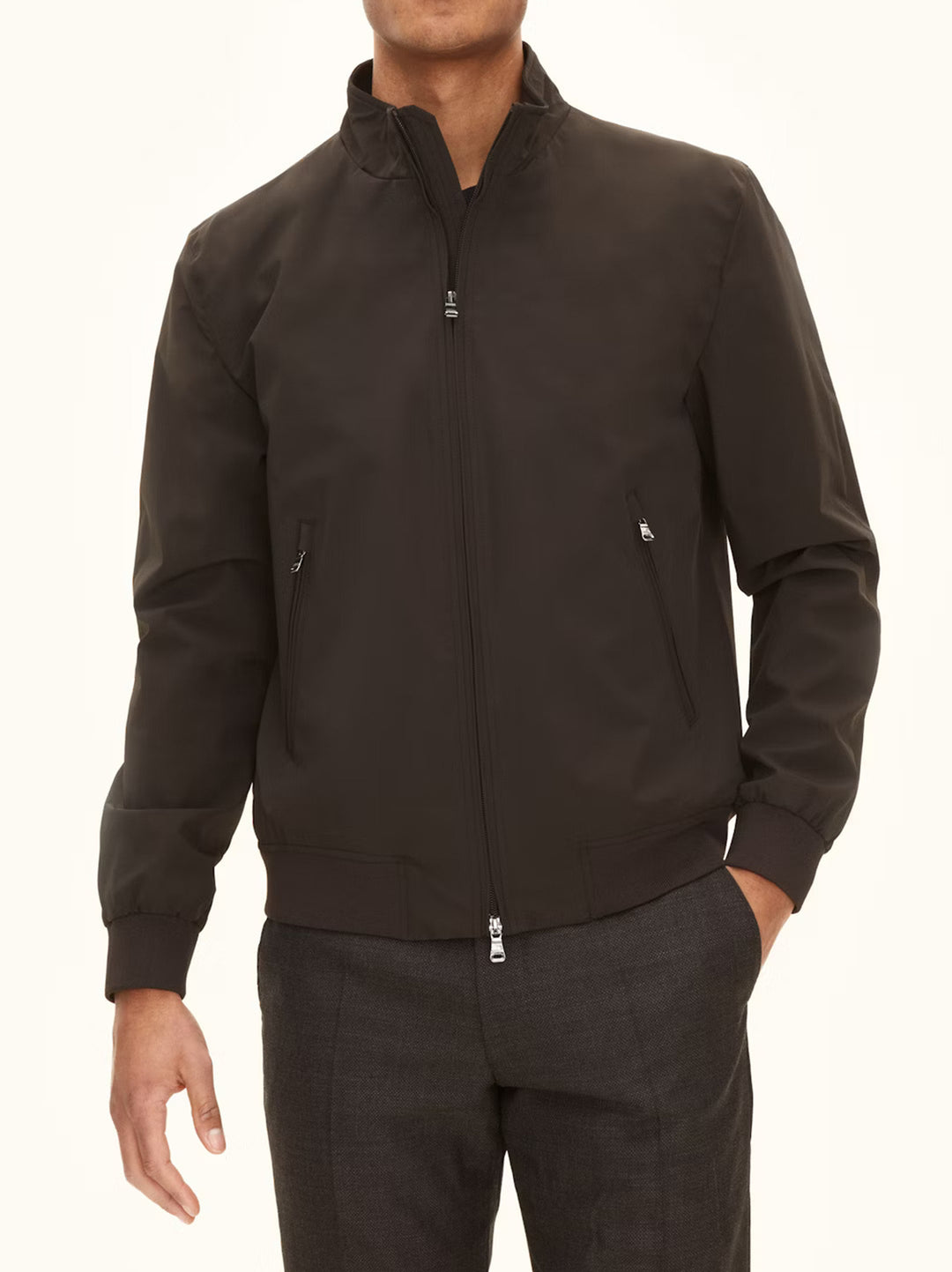 Oscar Jacobson bomber nylon shell jack-Nylon 88%, Elastane 12%<br />-HEREN JASSEN & JACKS-Bruin