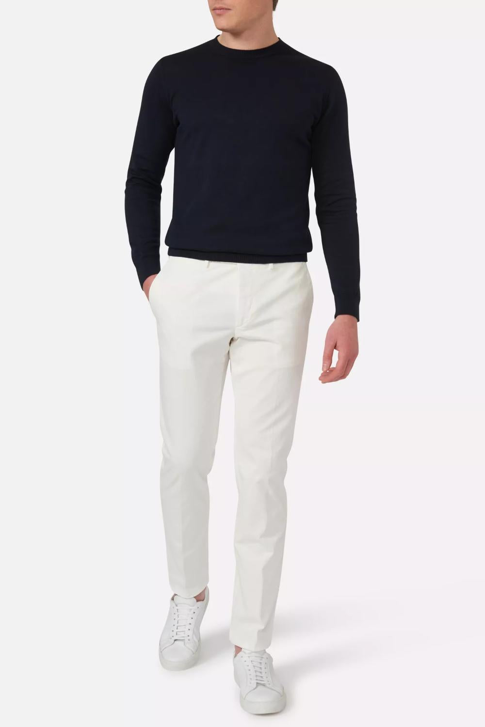 Oscar Jacobson DANWICK chino-98% katoen, 2% elasthaan-HEREN BROEKEN-Wit