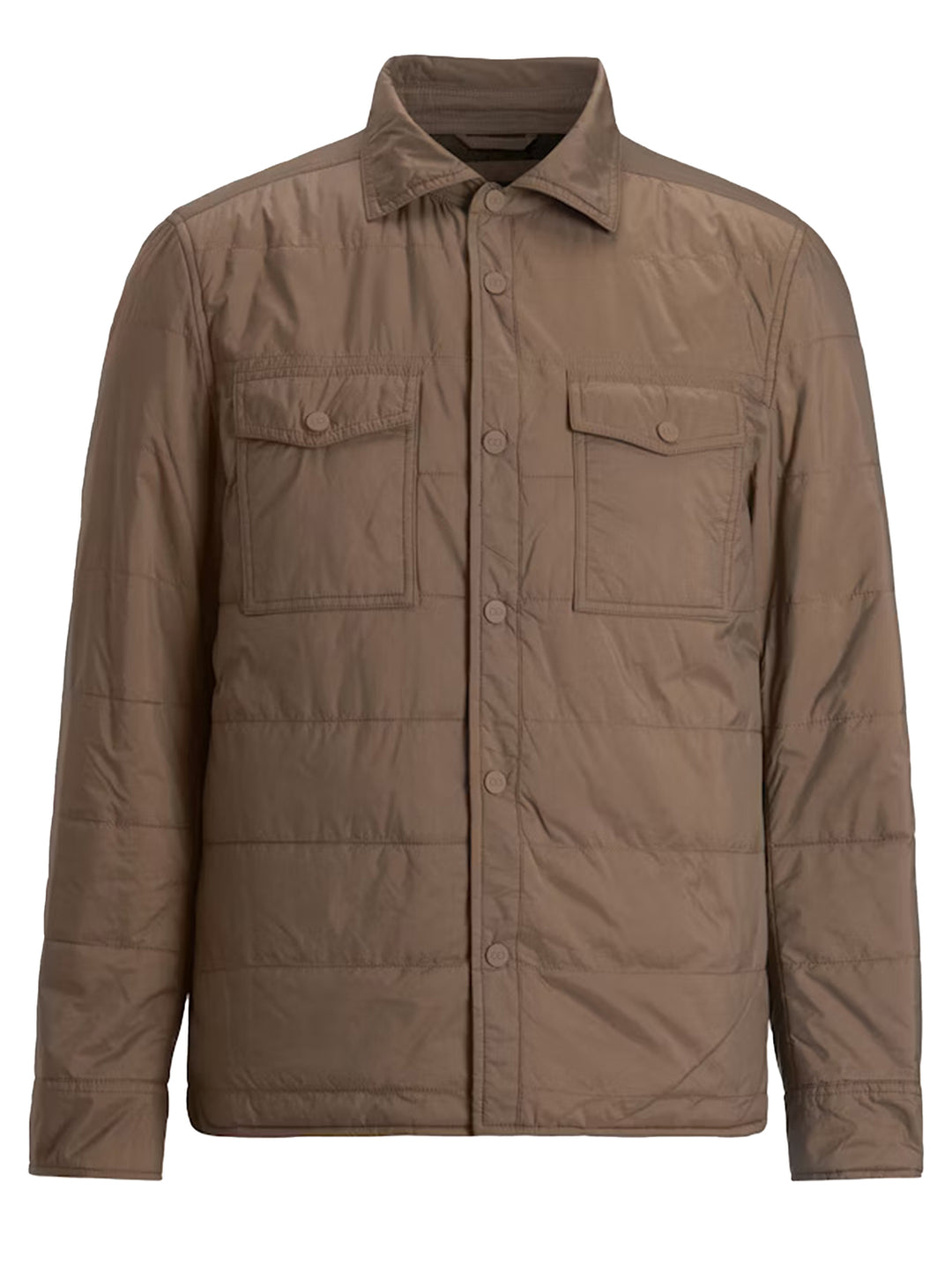 Oscar Jacobson gewatteerd overshirt-BUITENKANT:<br />Nylon 100%, <br />BINNENKANT:<br />Polyester 100%-HEREN JASSEN & JACKS-Bruin