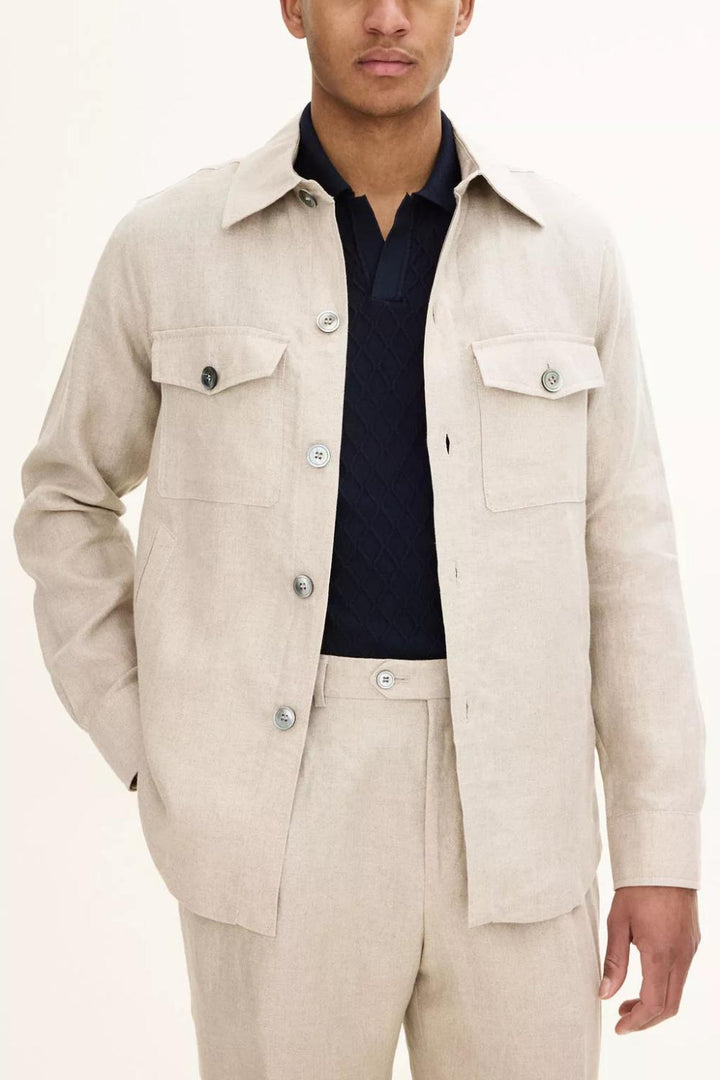 Oscar Jacobson MAVERICK-100% linnen-HEREN SHIRTS-Beige