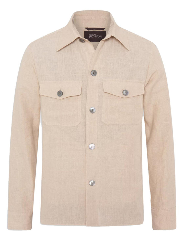 Oscar Jacobson MAVERICK-100% linnen-HEREN SHIRTS-Beige