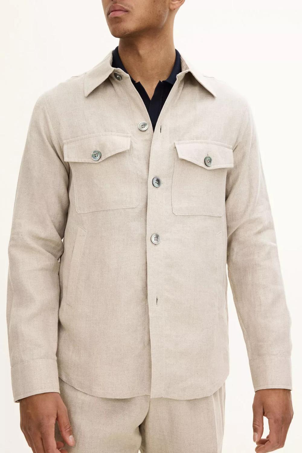 Oscar Jacobson MAVERICK-100% linnen-HEREN SHIRTS-Beige