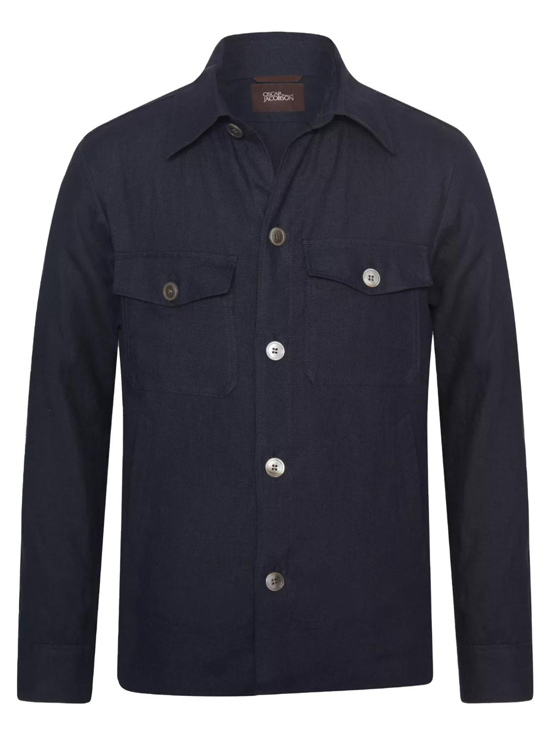 Oscar Jacobson MAVERICK-100% linnen-HEREN SHIRTS-Blauw