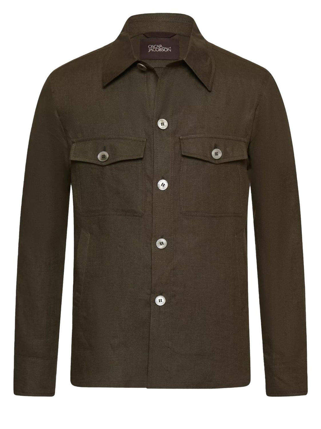 Oscar Jacobson MAVERICK-100% linnen-HEREN SHIRTS-Groen