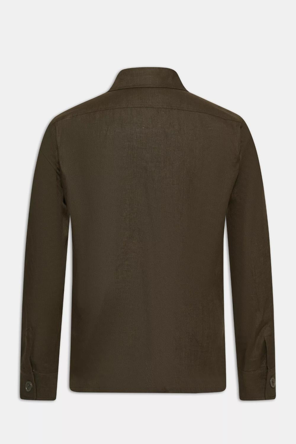 Oscar Jacobson MAVERICK-100% linnen-HEREN SHIRTS-Groen