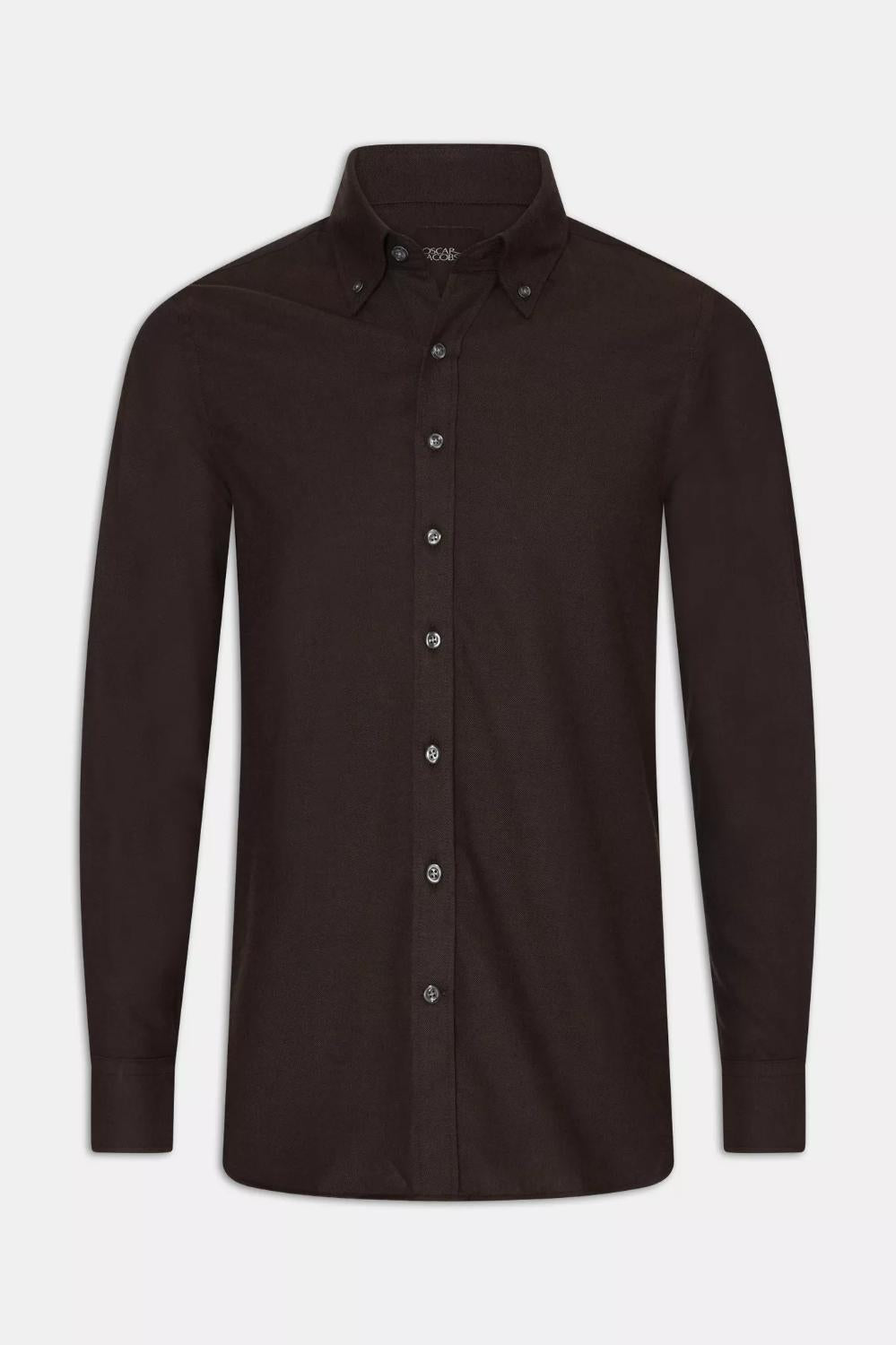Oscar Jacobson shirt slim fit-100% katoen-HEREN SHIRTS-Bruin