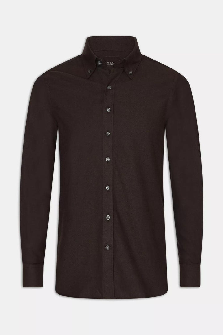 Oscar Jacobson shirt slim fit-100% katoen-HEREN SHIRTS-Bruin