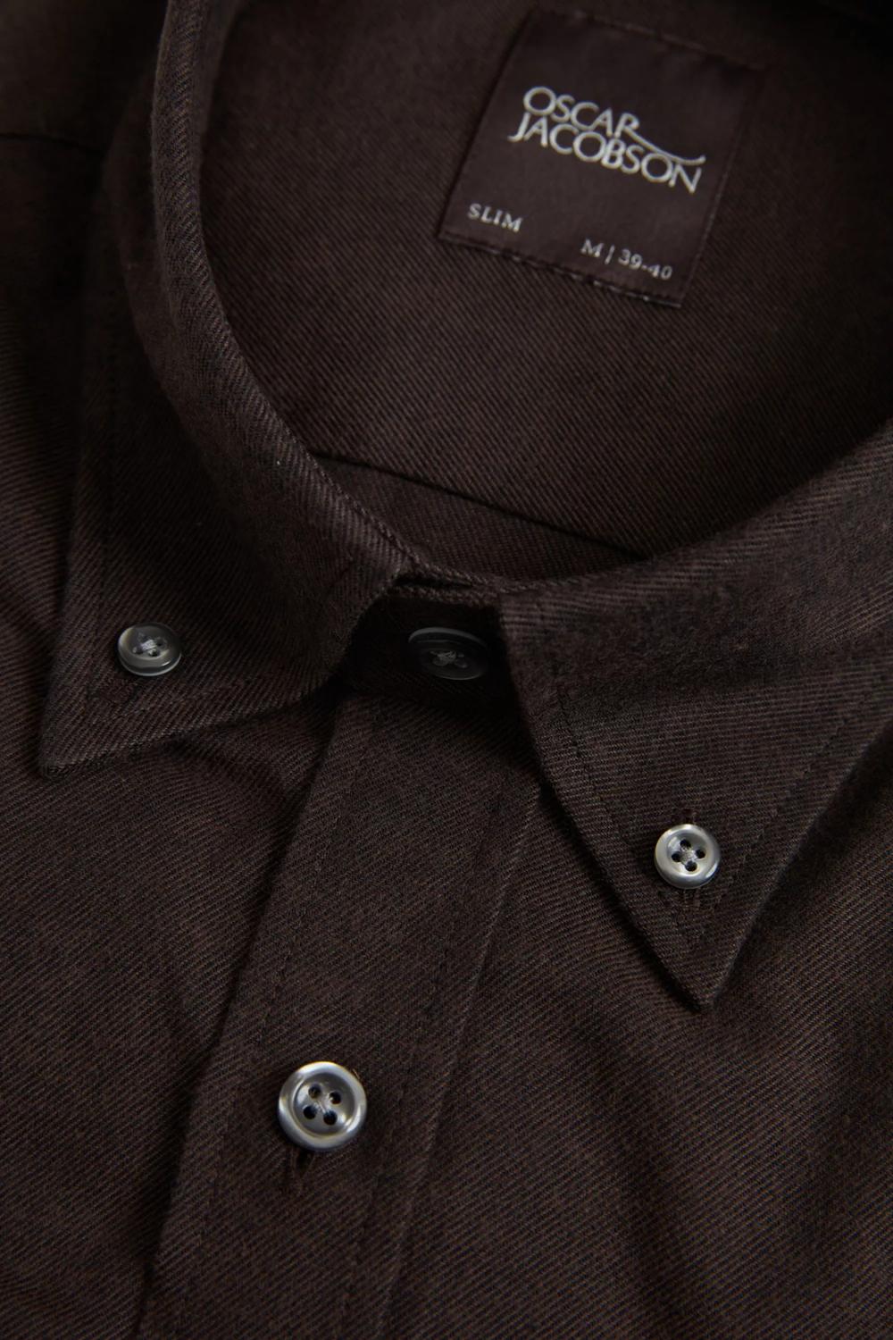 Oscar Jacobson shirt slim fit-100% katoen-HEREN SHIRTS-Bruin