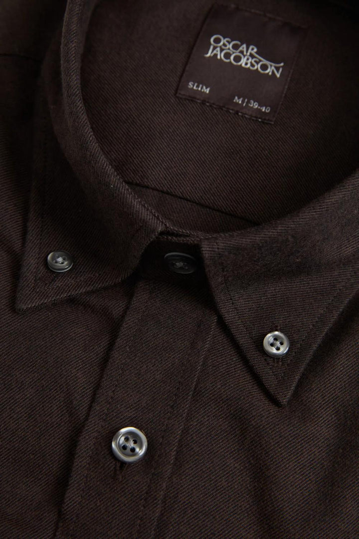 Oscar Jacobson shirt slim fit-100% katoen-HEREN SHIRTS-Bruin