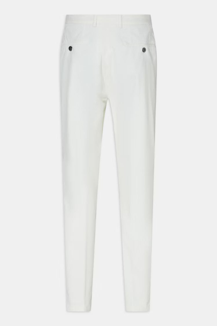 Oscar Jacobson slim fit corduroy broek-99% katoen, 1% elasthaan-HEREN BROEKEN-Room