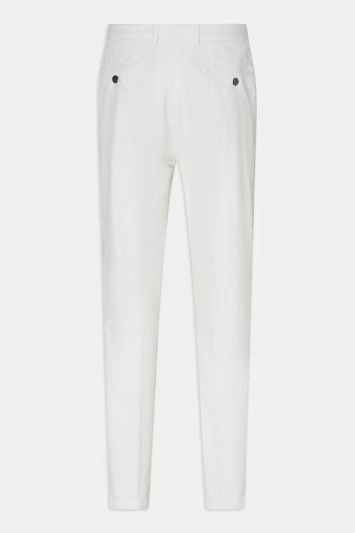 Oscar Jacobson slim fit corduroy broek-99% katoen, 1% elasthaan-HEREN BROEKEN-Room