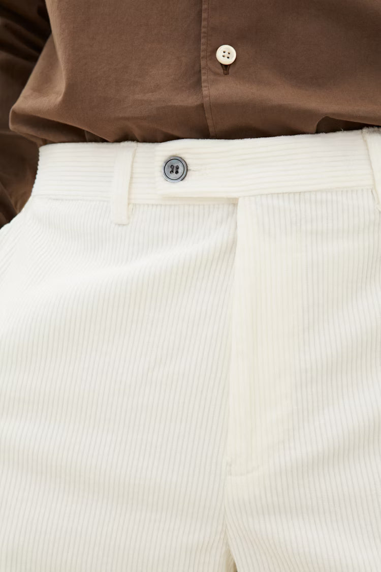 Oscar Jacobson slim fit corduroy broek-99% katoen, 1% elasthaan-HEREN BROEKEN-Room