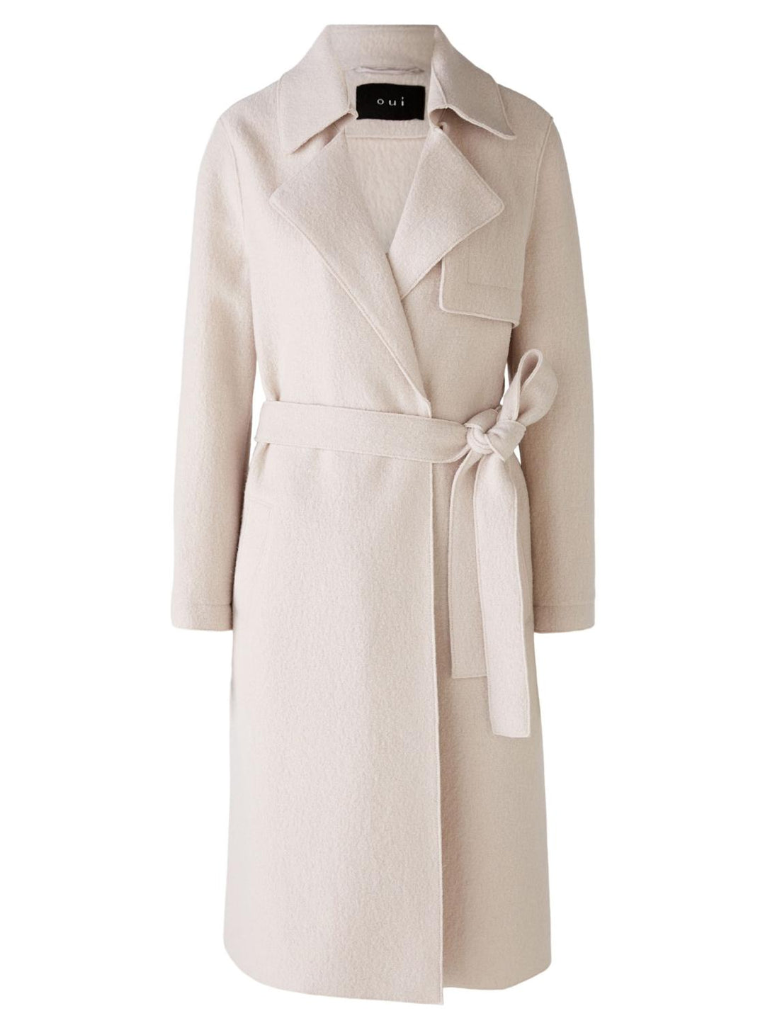 OUI beige wollen jas-100% wol-DAMES JASSEN & JACKS-Beige