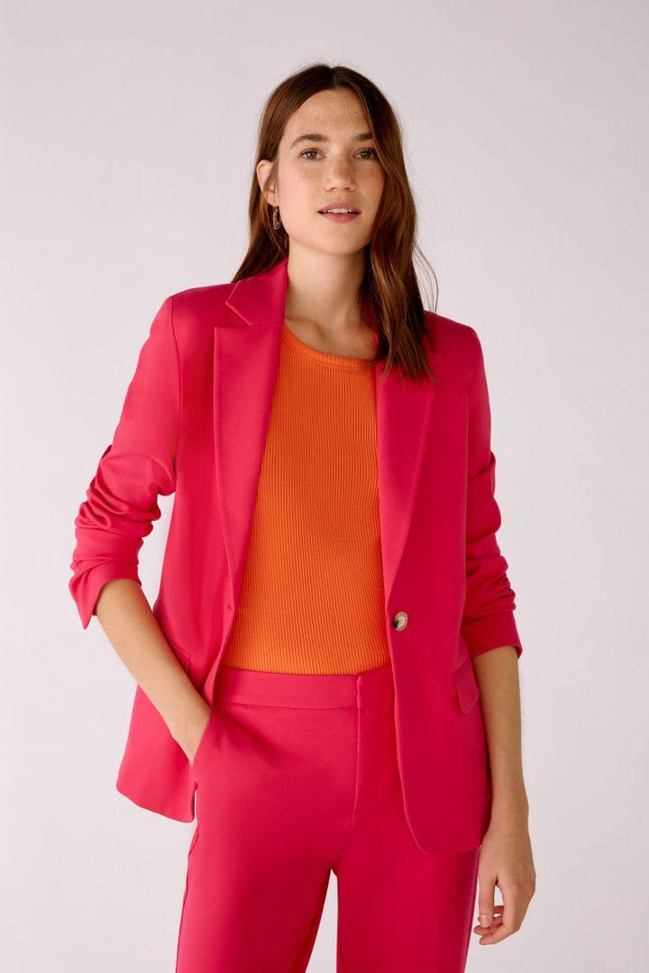OUI blazer-65% viscose<br />30% polyamide<br />5% elastaan-DAMES BLAZERS & GILETS-Roze