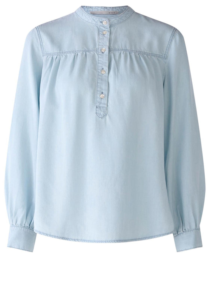 OUI blouse-100% lyocell-DAMES TOPS & BLOUSES-Blauw