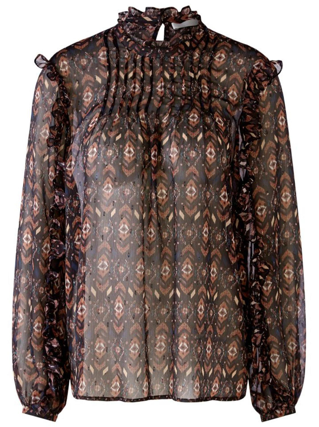 OUI blouse-98% polyester, 2% metal-DAMES TOPS & BLOUSES-Bruin