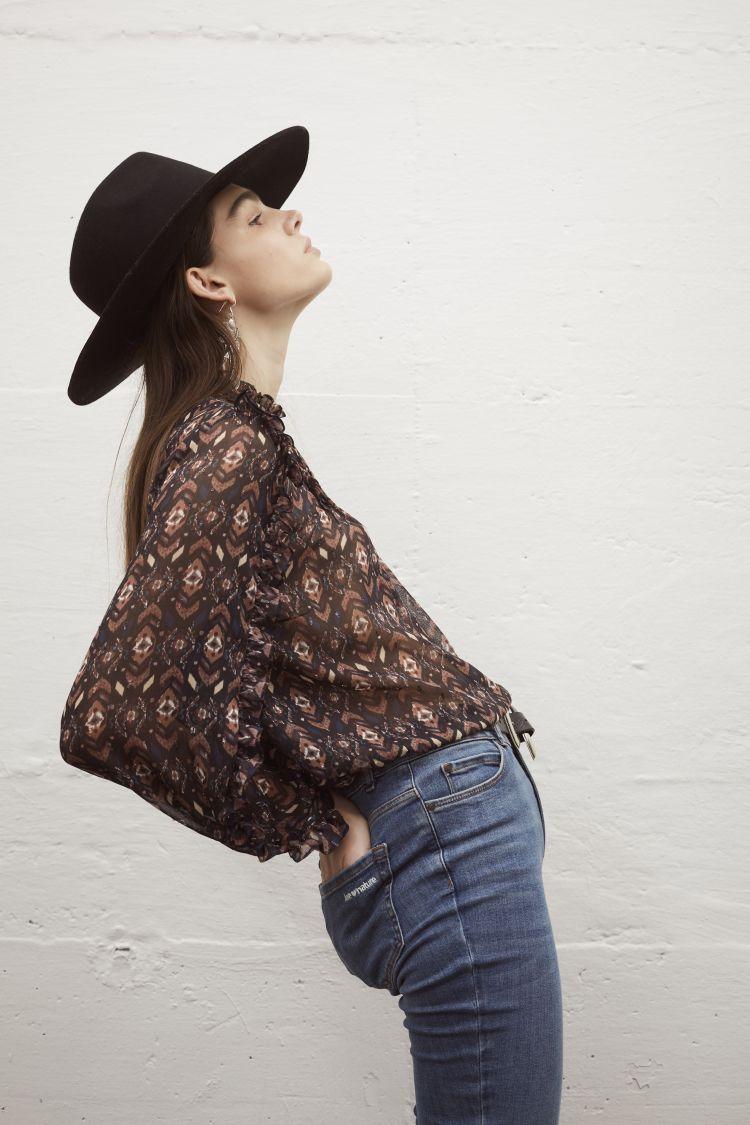 OUI blouse-98% polyester, 2% metal-DAMES TOPS & BLOUSES-Bruin