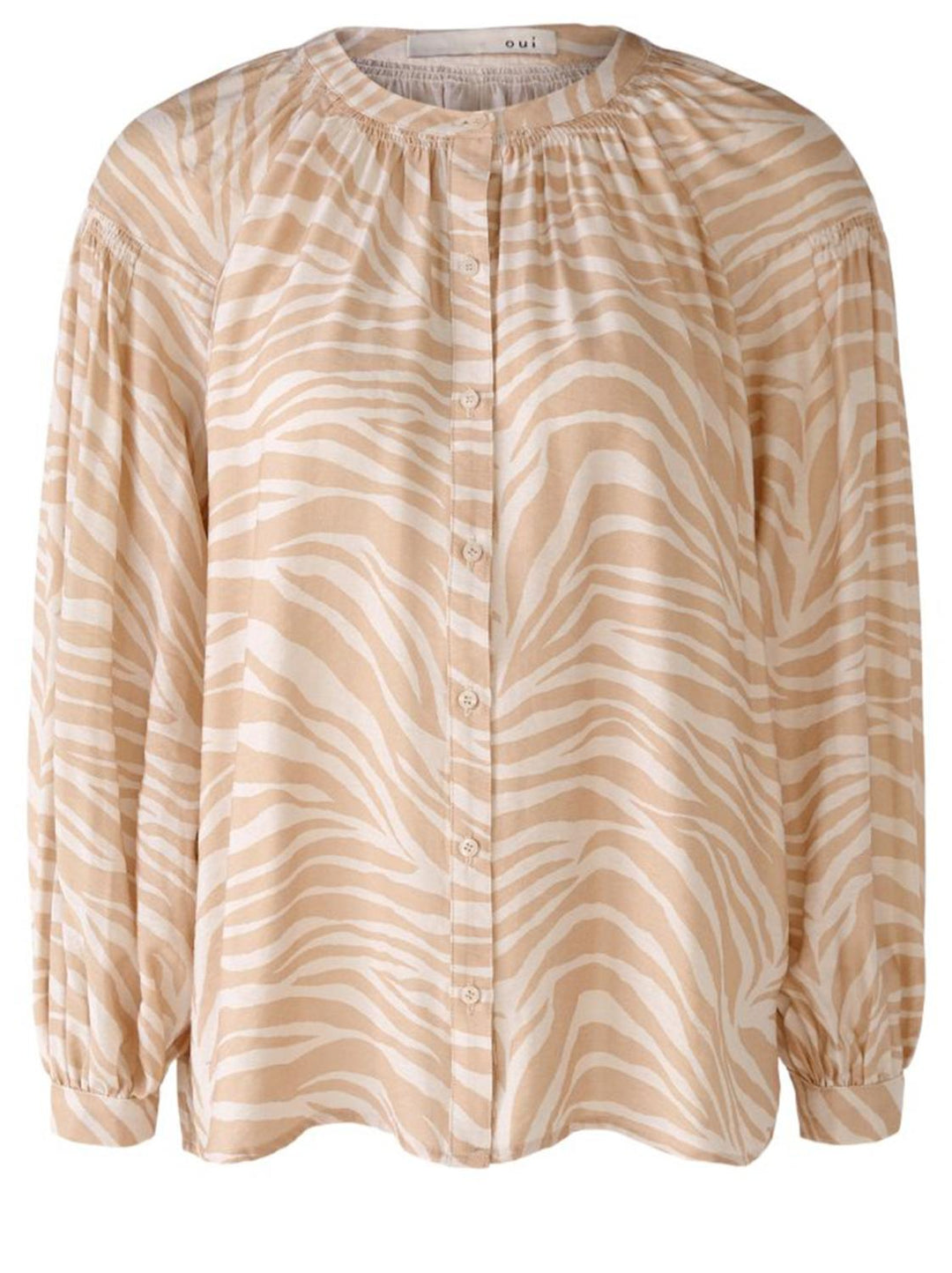 OUI blouse met print-DAMES TOPS & BLOUSES-Beige