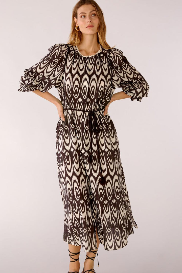 OUI lange jurk-100% katoen-DAMES JURKEN-Bruin