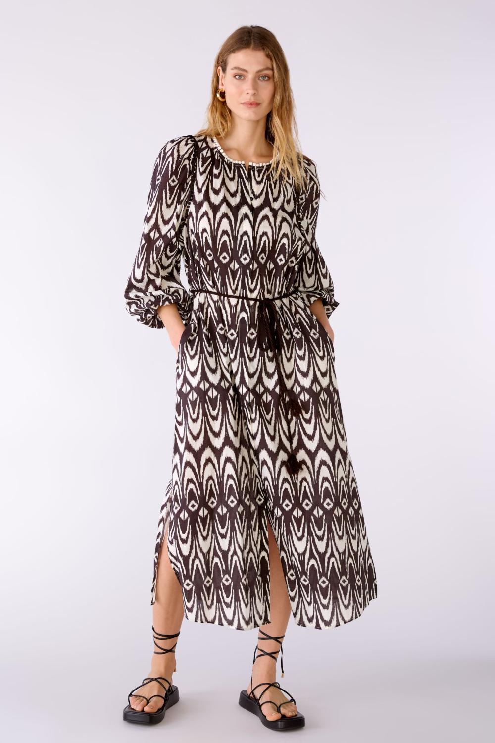 OUI lange jurk-100% katoen-DAMES JURKEN-Bruin