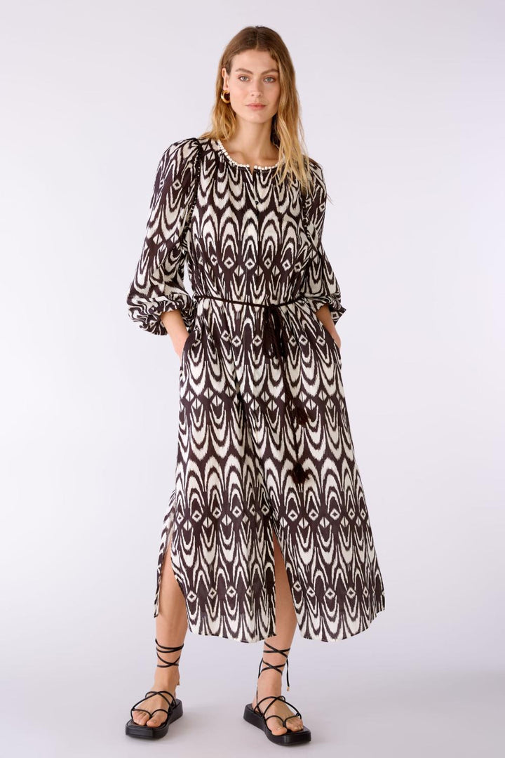 OUI lange jurk-100% katoen-DAMES JURKEN-Bruin