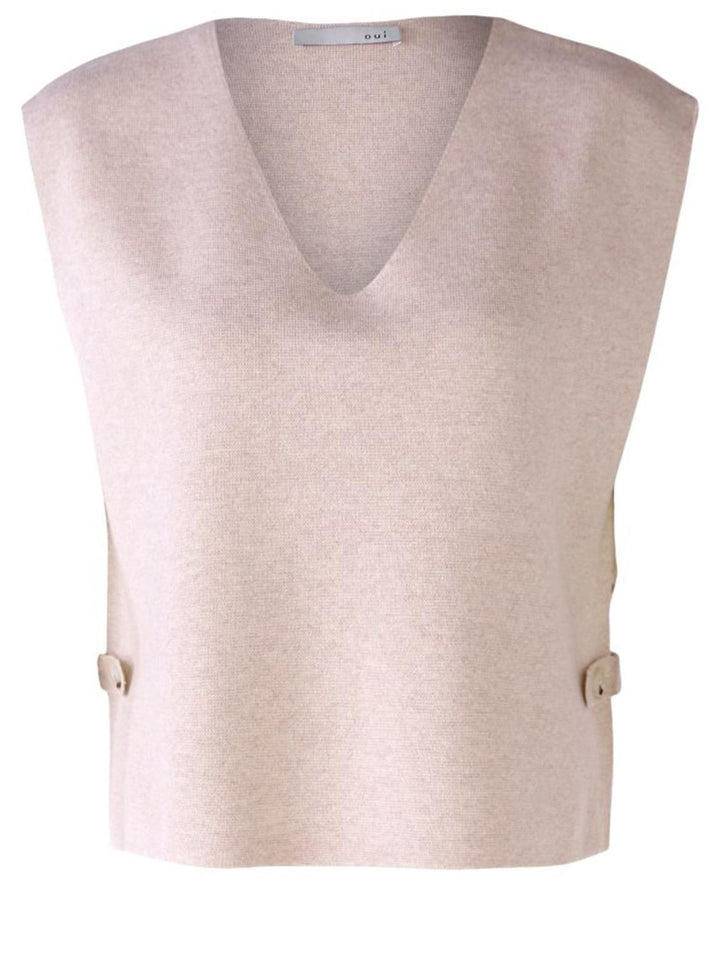 OUI mouwloze trui-50% katoen, 50% polyacryl-DAMES TRUIEN & VESTEN-Beige