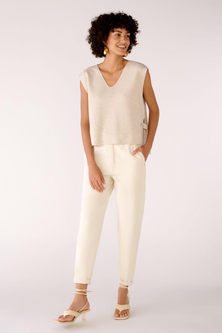 OUI mouwloze trui-50% katoen, 50% polyacryl-DAMES TRUIEN & VESTEN-Beige