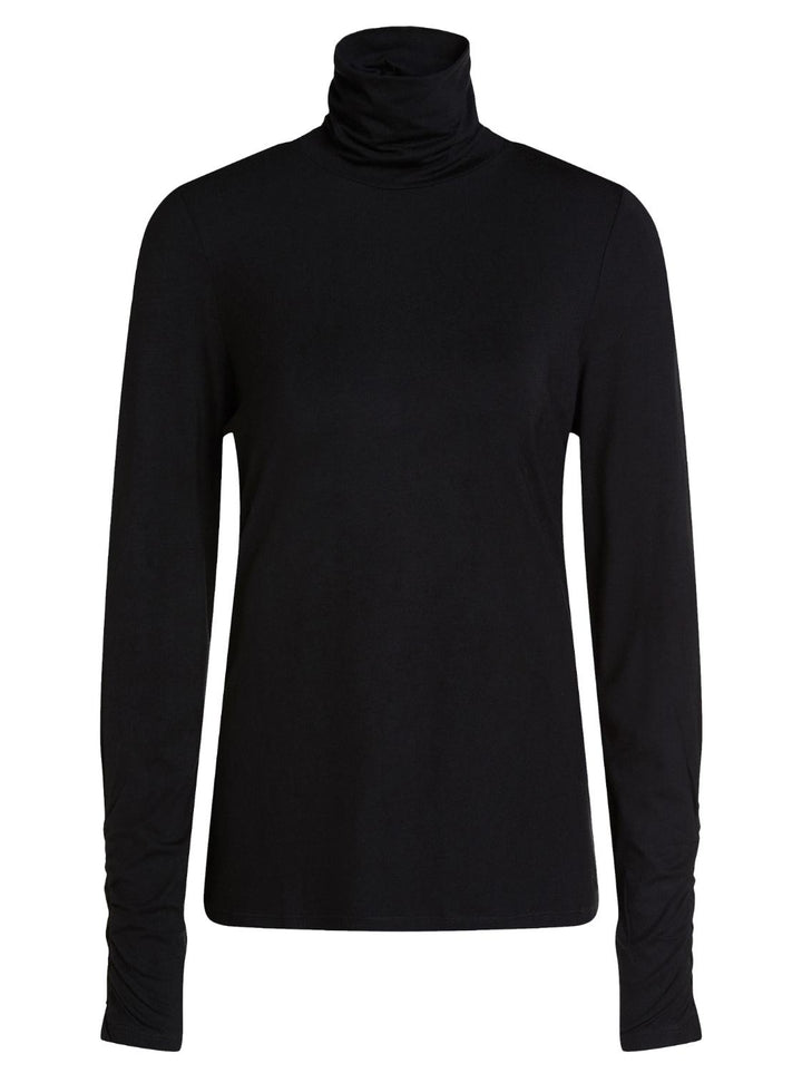 OUI shirt met lange mouw-96% viskose, 4% elashtaan-DAMES TOPS & BLOUSES-Zwart