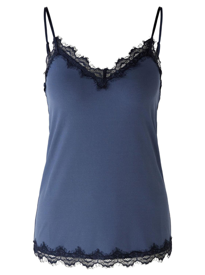 OUI top elastische jersey-96% polyester, 4% elasthaan-DAMES TOPS & BLOUSES-Blauw