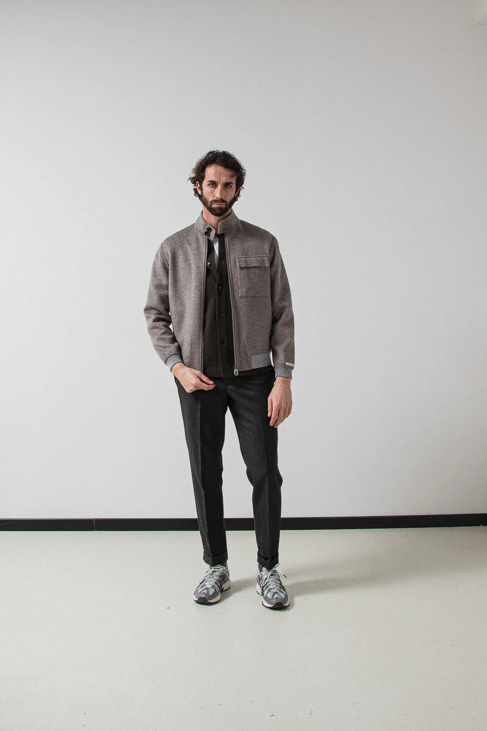 Palto ARTURO DB -80% WOL <br />20% NYLON-HEREN JASSEN & JACKS-Grijs