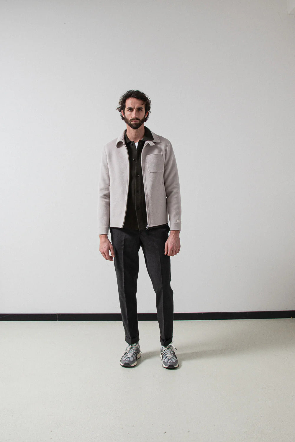 Palto LEANDRO DB -80% WOL <br />20% NYLON-HEREN JASSEN & JACKS-Grijs