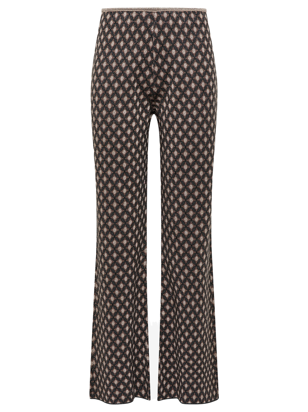 Pantalon LUCKY POIS JACQUARD-Materiaal: 71% VISCOSE 23% POLYESTER 6% METAAL-DAMES BROEKEN-Bruin