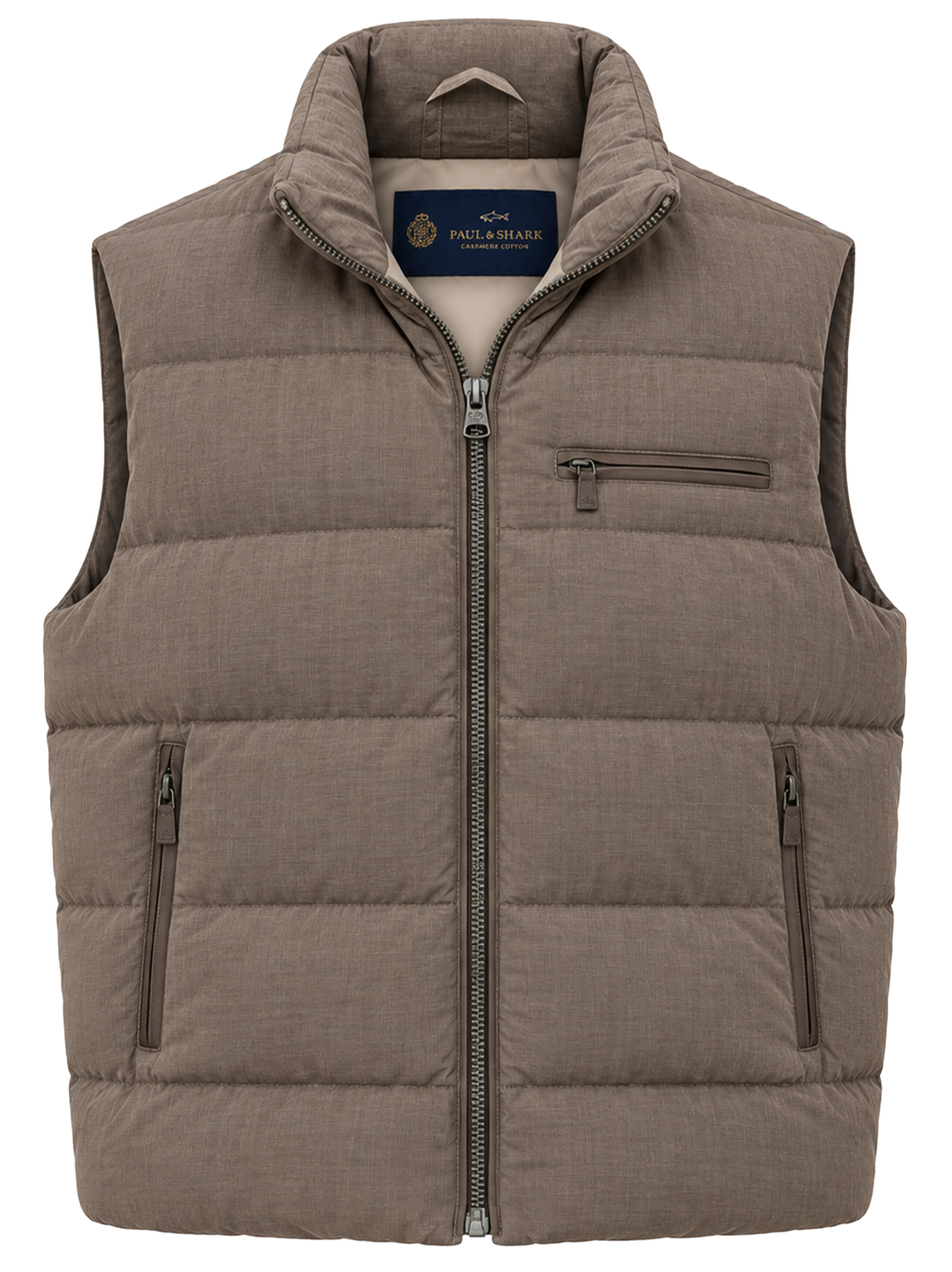 Paul & Shark Bodywarmer – Beige-90% katoen, 10% kasjmier<br />Voering: 55% polyester, 45% viscose-HEREN JASSEN & JACKS-Be