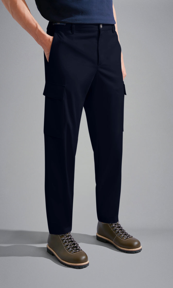 Paul & Shark cargo broek-69% modaal, 28% katoen, 3% elasthaan-HEREN BROEKEN-Blauw