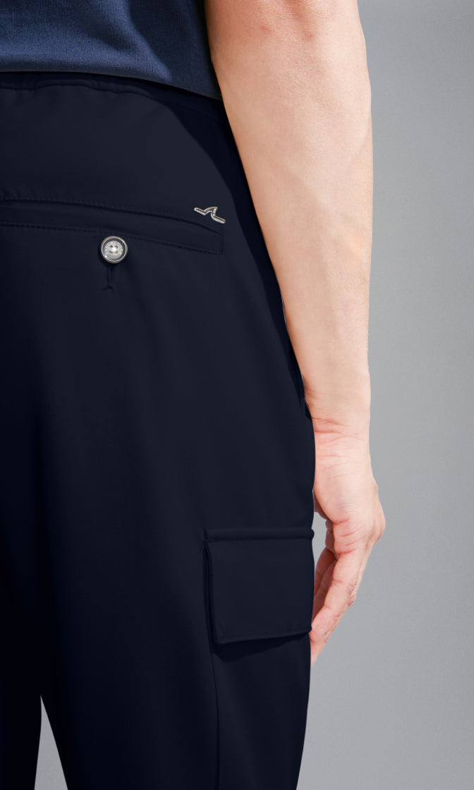 Paul & Shark cargo broek-69% modaal, 28% katoen, 3% elasthaan-HEREN BROEKEN-Blauw