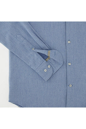 Paul & Shark Flannel Cotton Overhemd Regular Fit –-100% katoen-HEREN SHIRTS-Blauw