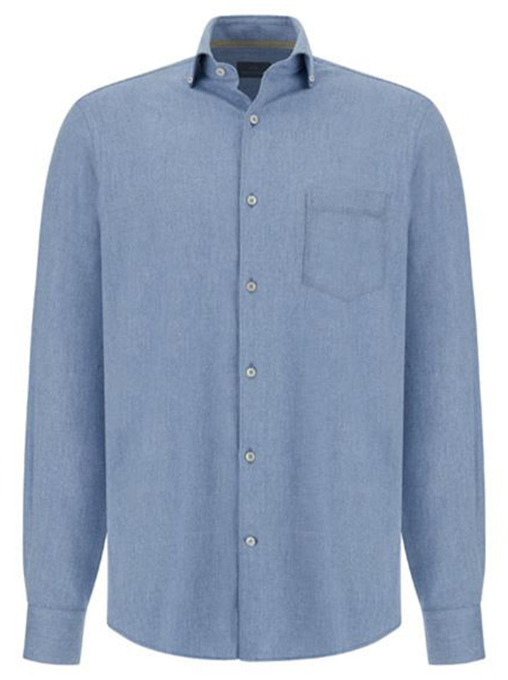 Paul & Shark Flannel Cotton Overhemd Regular Fit –-100% katoen-HEREN SHIRTS-Blauw