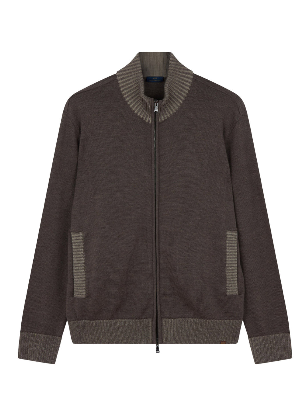 Paul & Shark Gebreid Wol Vest met Rits – Bruin-100% wol-HEREN TRUIEN & VESTEN-Bruin