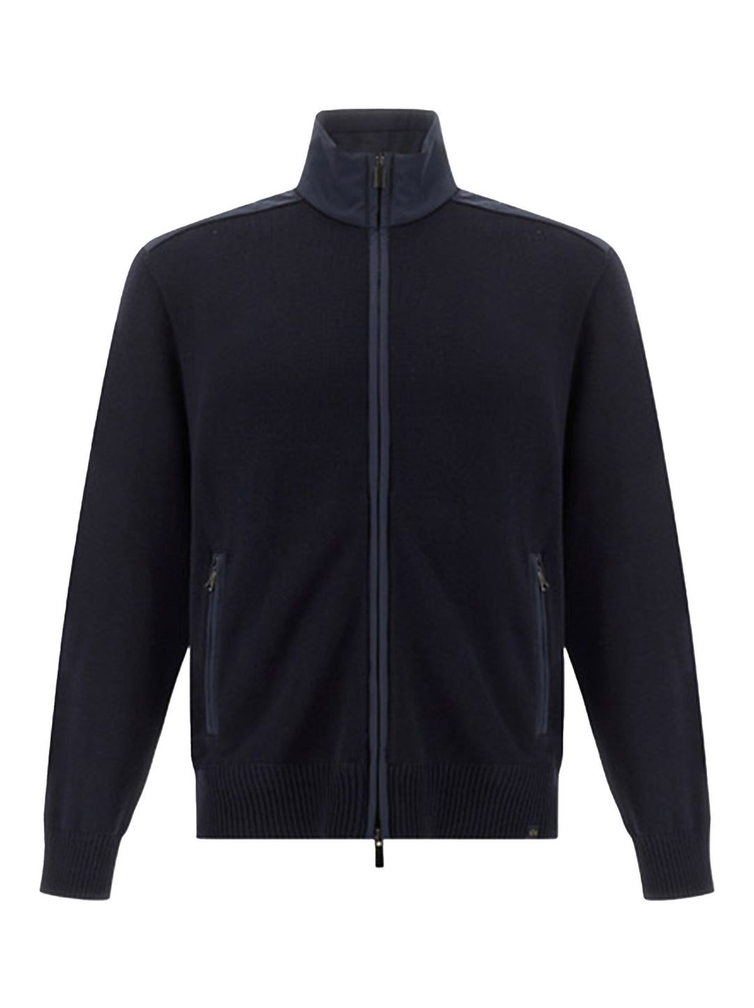 Paul & Shark Gebreide Wol Trui met Rits – Blauw-100% wol-HEREN TRUIEN & VESTEN-Blauw