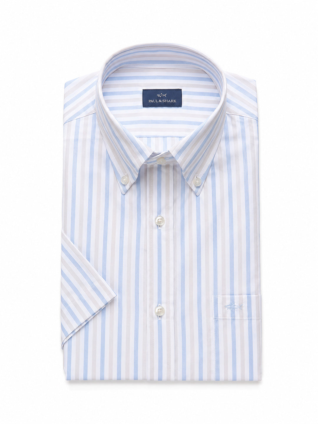 Paul & Shark Korte mouw overhemd – Beige-100% katoen-HEREN SHIRTS-Beige