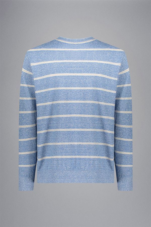 Paul & Shark Luxe Trui Ronde Hals – Blauw-65% linnen, 35% katoen-HEREN TRUIEN & VESTEN-Blauw