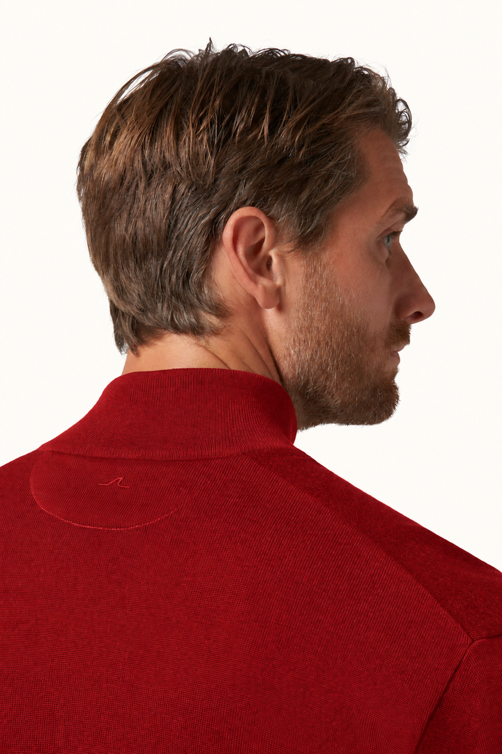 Paul & Shark Quarte Zip Zip – Rood-50% wol, 50% lyocell-HEREN TRUIEN & VESTEN-Rood
