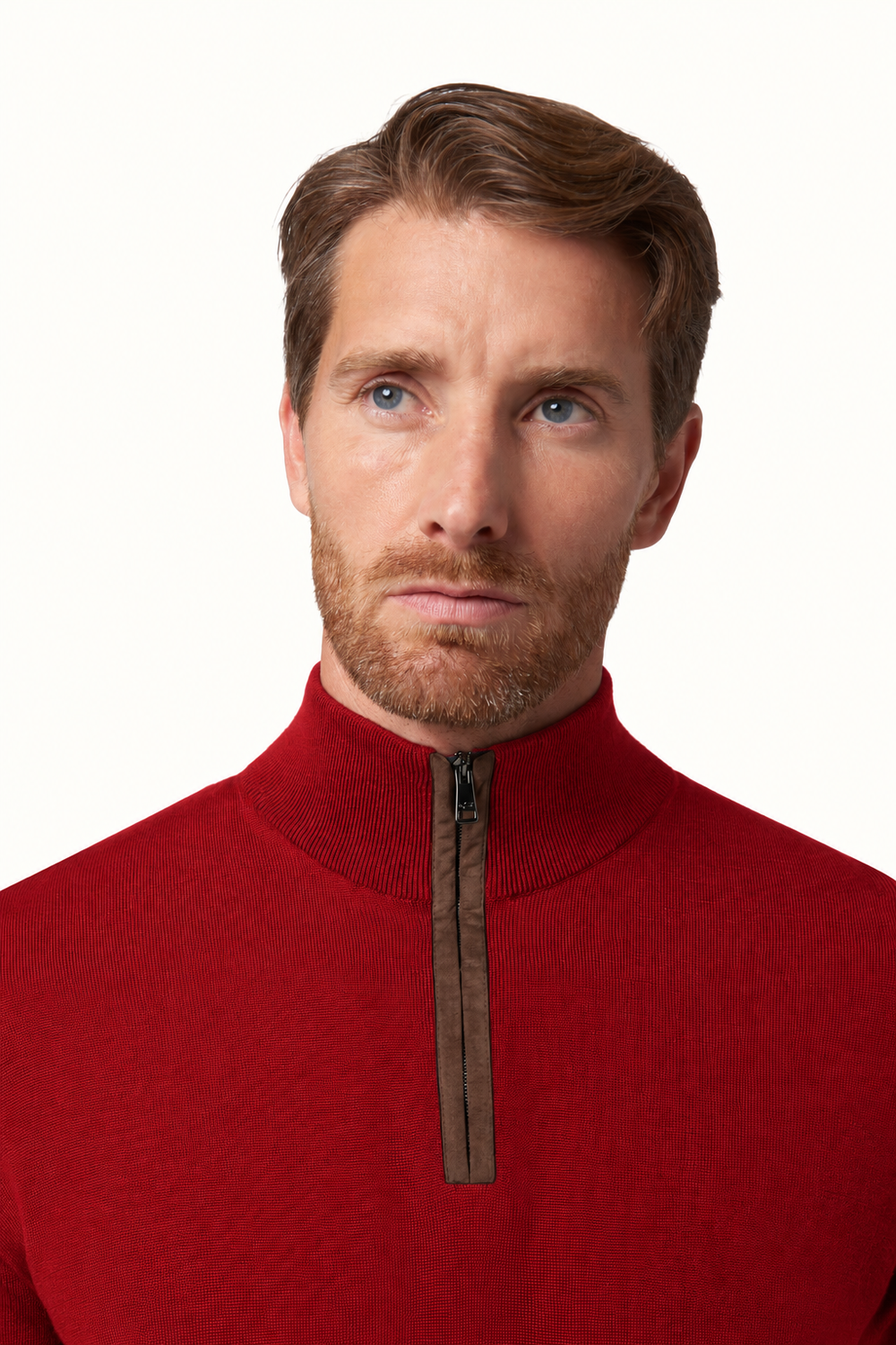 Paul & Shark Quarte Zip Zip – Rood-50% wol, 50% lyocell-HEREN TRUIEN & VESTEN-Rood