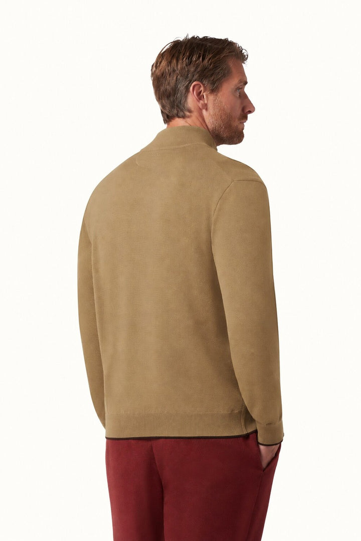 Paul & Shark Quarter Zip Trui – Beige-50% wol, 50% lyocell-HEREN TRUIEN & VESTEN-Beige