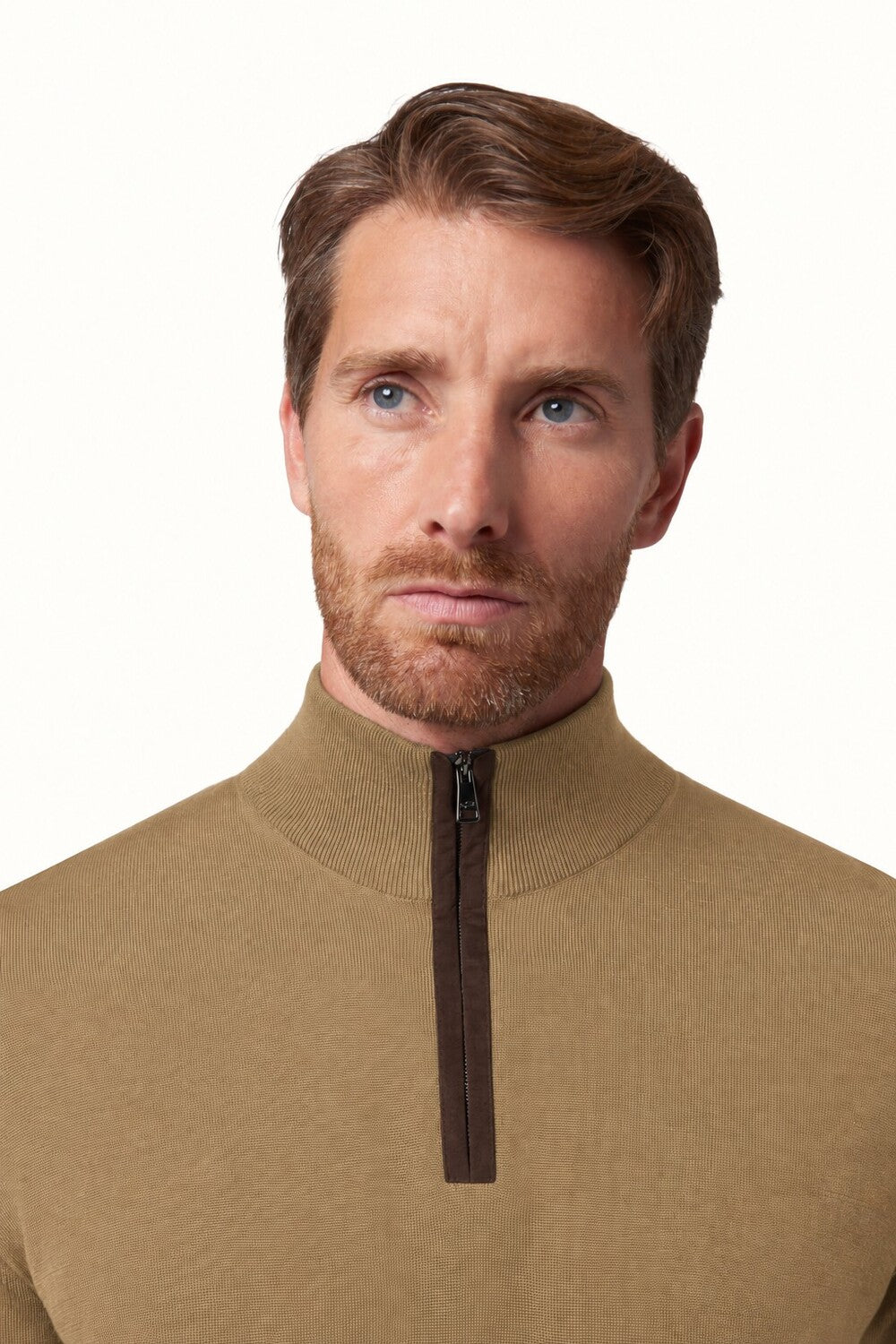 Paul & Shark Quarter Zip Trui – Beige-50% wol, 50% lyocell-HEREN TRUIEN & VESTEN-Beige