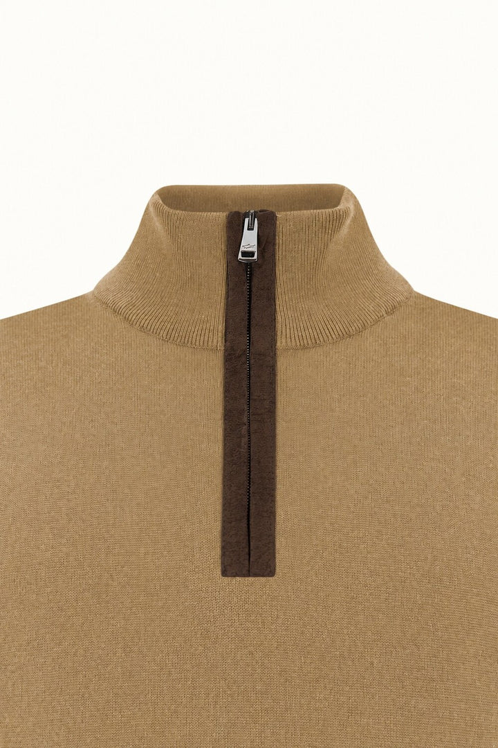 Paul & Shark Quarter Zip Trui – Beige-50% wol, 50% lyocell-HEREN TRUIEN & VESTEN-Beige