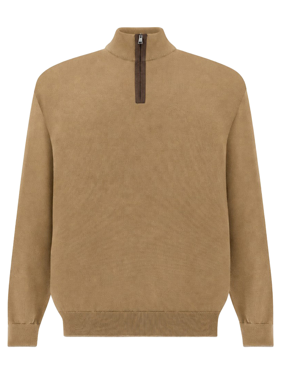 Paul & Shark Quarter Zip Trui – Beige-50% wol, 50% lyocell-HEREN TRUIEN & VESTEN-Beige